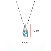 10K White Gold 1.40cttw Blue Topaz & 0.10cttw Diamond Pendant, 18"