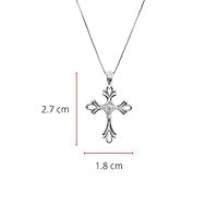 10K White Gold 0.06cttw Diamond Cross Pendant, 18"