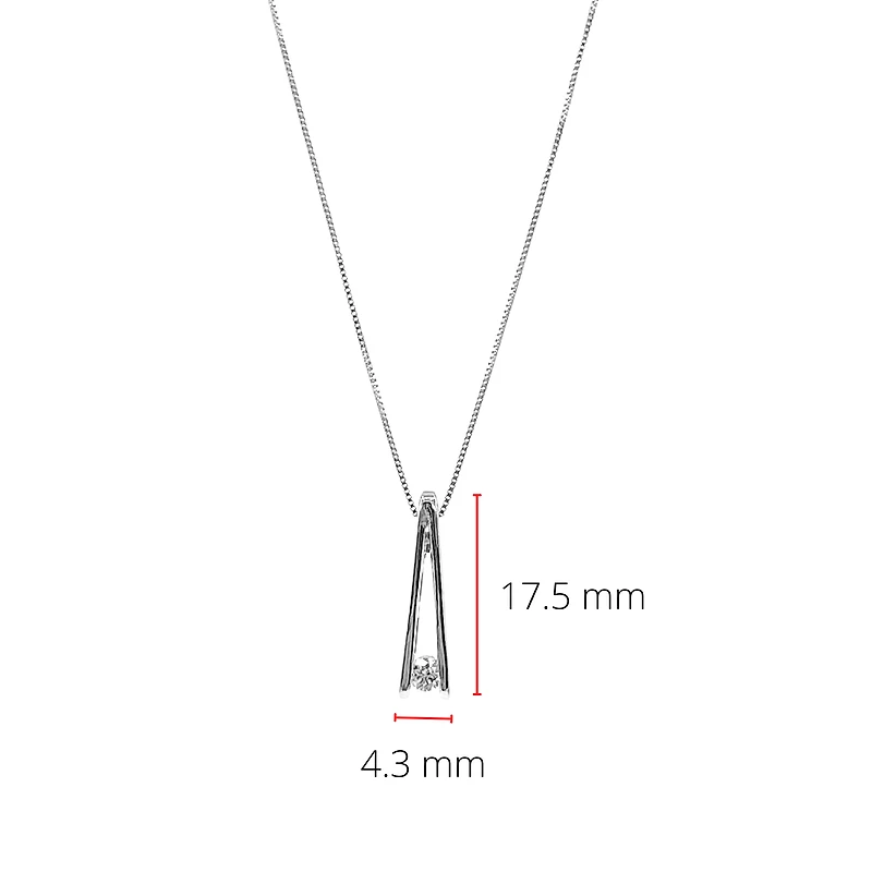 10K White Gold 0.086cttw Canadian Diamond Necklace, 18"
