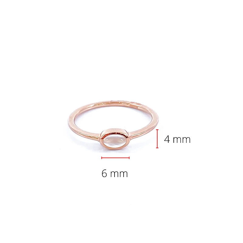 10K Rose Gold 0.25cttw Genuine Moonstone Ring, size 6.5