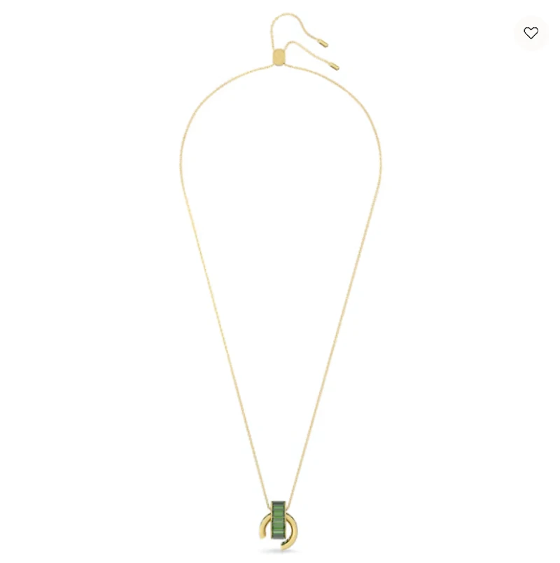 Swarovski Matrix Pendant Baguette Cut, Green, Gold-tone Plated 5639629- Discontinued