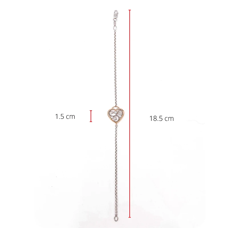 14K White & Rose Gold 0.05cttw Canadian Diamond Bracelet, 7"