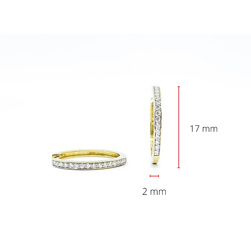 10K Yellow Gold 0.15cttw Diamond Hoop Earrings