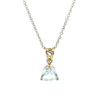 10K Yellow Gold 5.0mm Trillion Cut Aquamarine Pendant - 18"