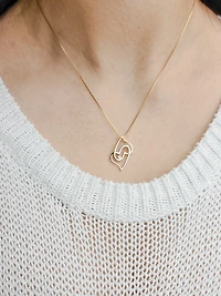 10K 2 Tone Gold Diamond Heart Necklace - 18"