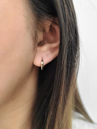 10K Yellow Gold 0.06cttw Round Cut Canadian Diamond Hoop Huggie Hinged Earring