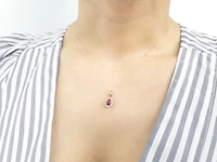 10K White Gold Genuine Ruby and Diamond Pendant, 18"