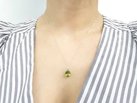 10K White Gold Peridot & Diamond Pendant