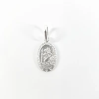 925 Sterling Silver Oval Shaped Detailed St. Christopher's Pendant - 29.4mm x 17.8mm