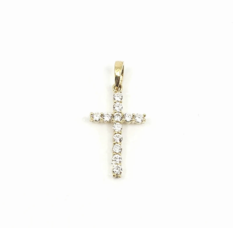 10K Yellow Gold Cubic Zirconia Cross