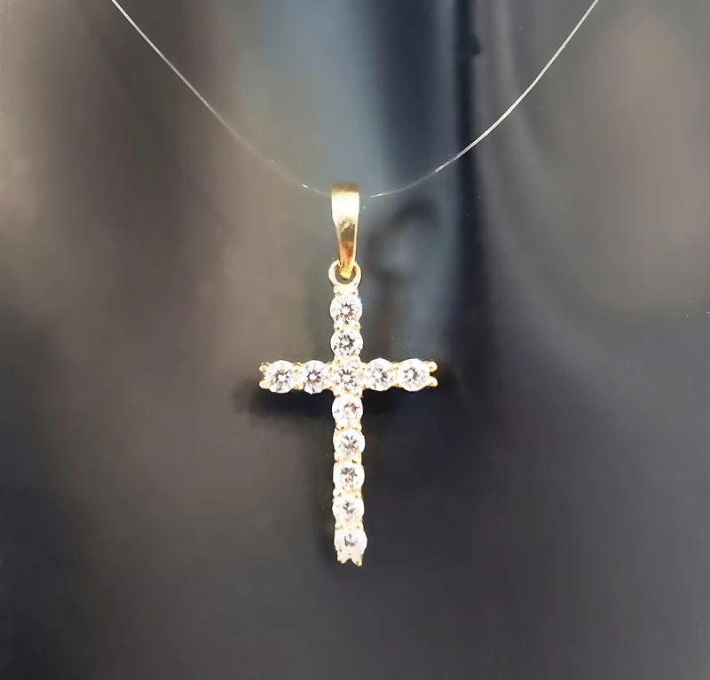 10K Yellow Gold Cubic Zirconia Cross