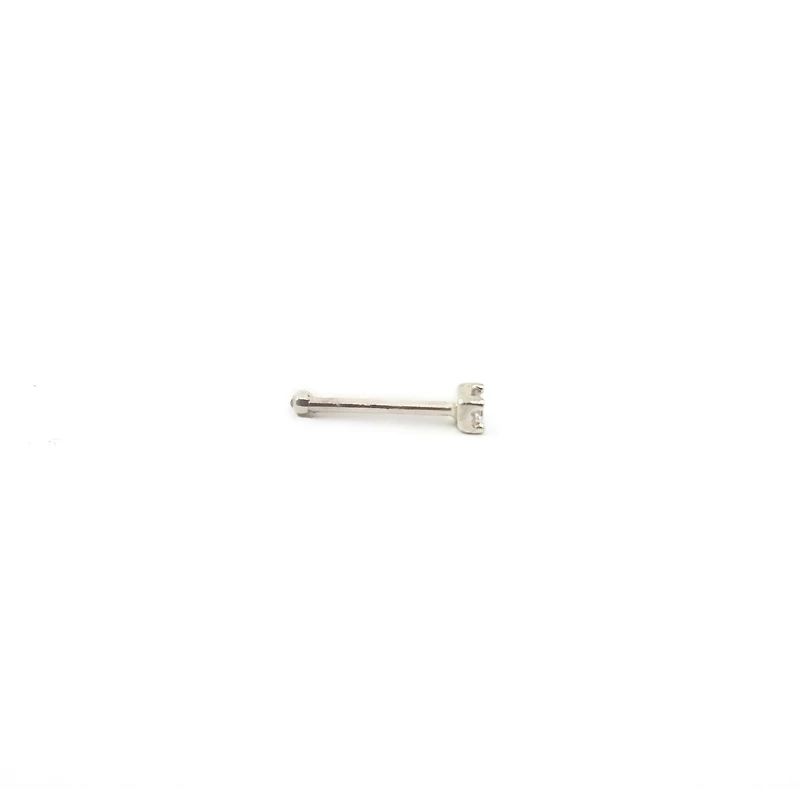 14K White Gold 0.03cttw Diamond 4 Claw Nose Stud