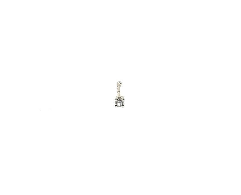14K White Gold 0.03cttw Diamond 4 Claw Nose Stud