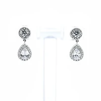 925 Sterling Silver Cubic Zirconia Drop Stud Earrings - 20mm x 8.5mm