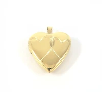 Gold Plated on 925 Sterling Silver Heart Shaped Locket with Etched Hearts Design - 21mm x 20mm
