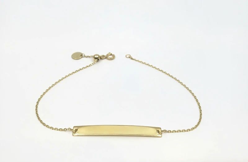 10K Yellow Gold Engravable Bar (35mm x 4mm) Bracelet - 7 Inches