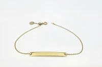 10K Yellow Gold Engravable Bar (35mm x 4mm) Bracelet - 7 Inches