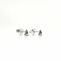925 Sterling Silver 3D Triangular Stud Earrings - 4.5mm