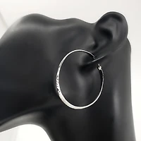 Sterling Silver Hammered Textured Hoop Earrings 39mm
