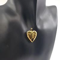 Gold Plated on 925 Sterling Silver Heart Shaped Locket with Etched Hearts Design - 21mm x 20mm