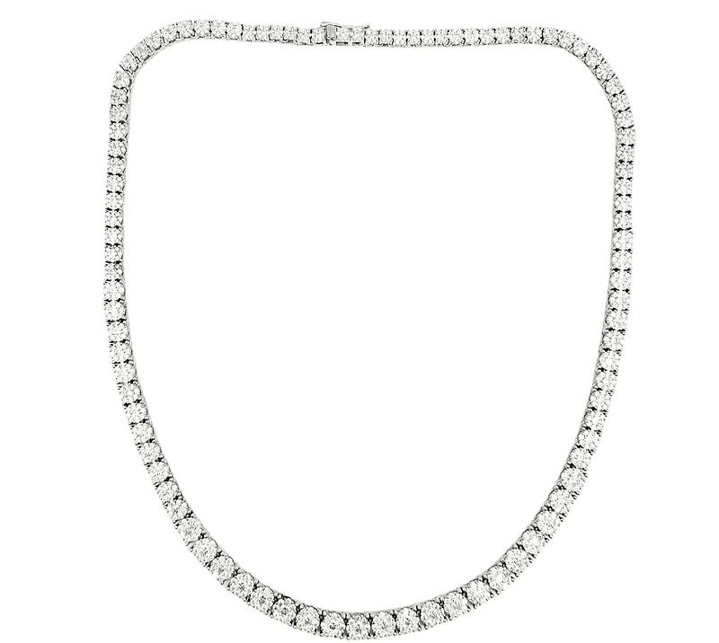 Sterling Silver Cubic Zirconia Tennis Necklace 16"