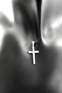 925 Sterling Silver 23mm x 13mm Hollow Cross Charm