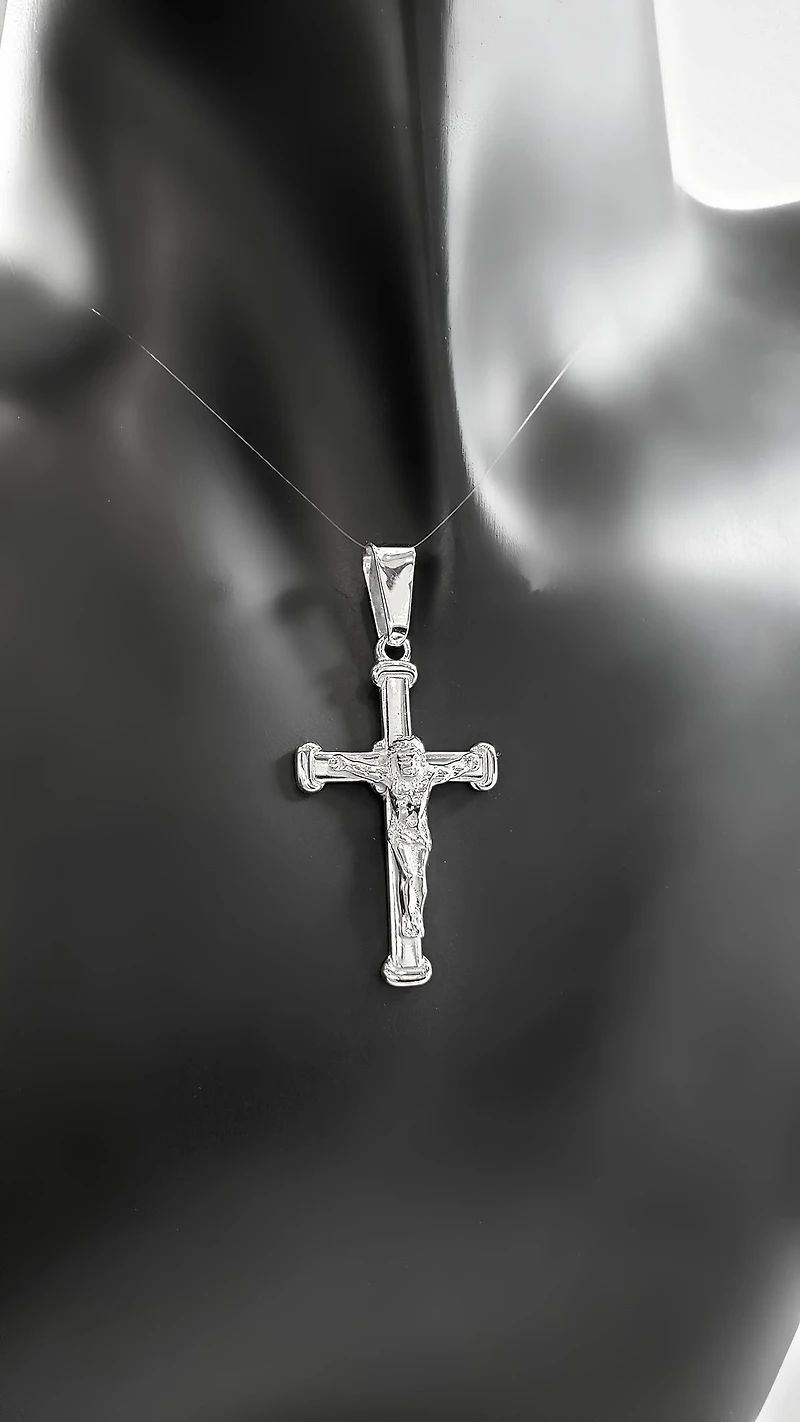 925 Sterling Silver 33mm x 20mm Hollow Crucifix Cross Charm - Large