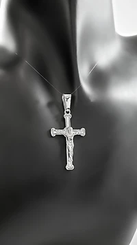 925 Sterling Silver 33mm x 20mm Hollow Crucifix Cross Charm - Large