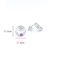 10K White Gold 0.10cttw Amethyst & 0.02cttw Diamond Eternity Stud Earrings