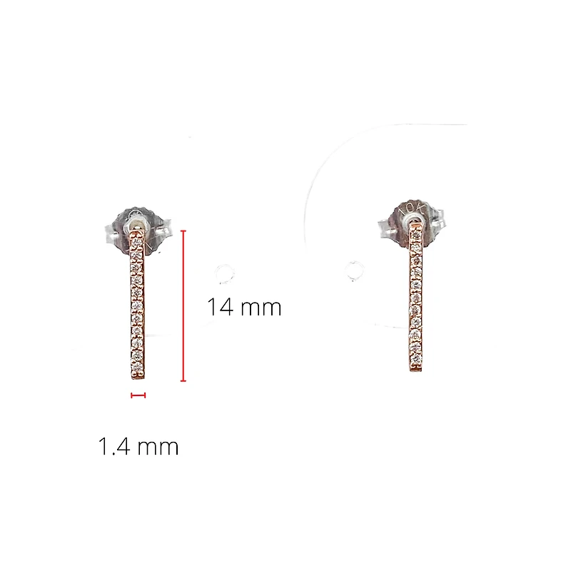 10K Rose Gold 0.11cttw Diamond Line Earrings