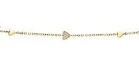 10K Yellow Gold 0.05cttw Diamond Heart Shaped Tennis Bracelet, 7"