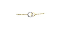 10K Yellow Gold 0.09cttw Diamond Double Circle / Eternity Tennis Bracelet, 7"