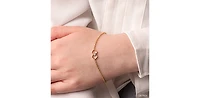 10K Yellow Gold 0.04cttw Diamond Heart Shaped Tennis Bracelet, 7"