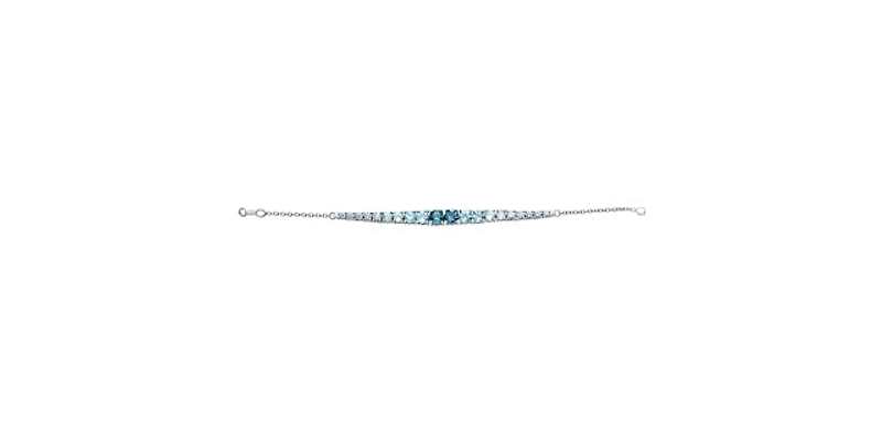 14K White Gold London Blue Topaz, Sky Blue Topaz and Canadian Diamonds Bracelet