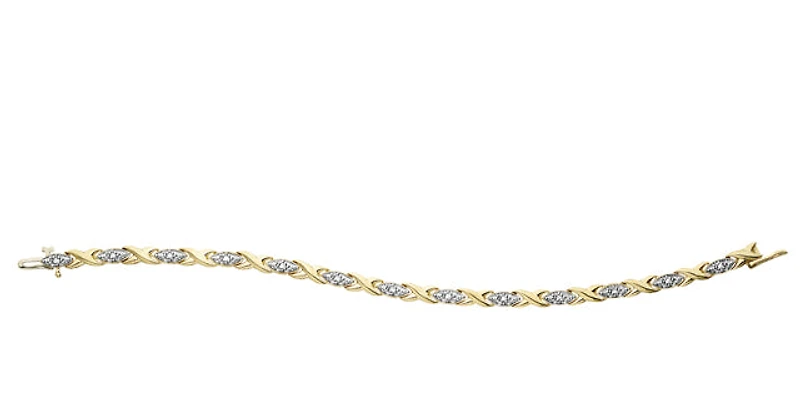 10K Yellow Gold 0.10cttw Diamond Tennis Bracelet