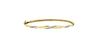 10K Yellow Gold 0.17cttw Diamond Bangle, 7"