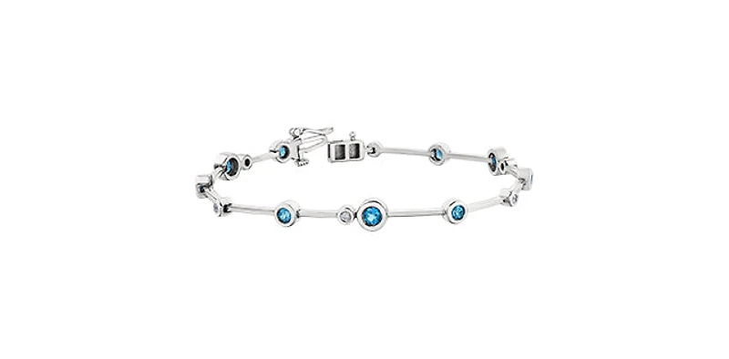 Blue Topaz & Diamond Tennis Bracelet