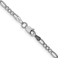 14K Gold 2.5mm Semi-Solid Figaro with Lobster Clasp Chain - /