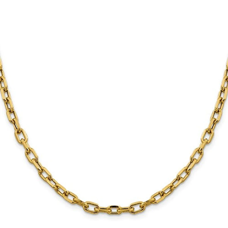 14K Yellow Gold 4.9mm Semi-Solid Diamond-cut Open Link Cable with Lobster Clasp Chain - /