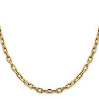 14K Yellow Gold 4.9mm Semi-Solid Diamond-cut Open Link Cable with Lobster Clasp Chain - /