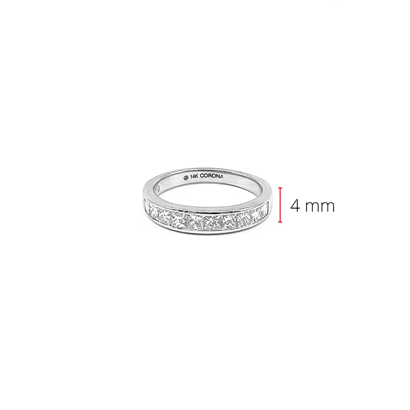 14K White Gold 1.00cttw Princess Cut Diamond Channel Anniversary Band, 6.5 - /