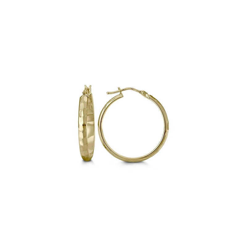 10K Yellow Gold 25mm Hammered Earrings