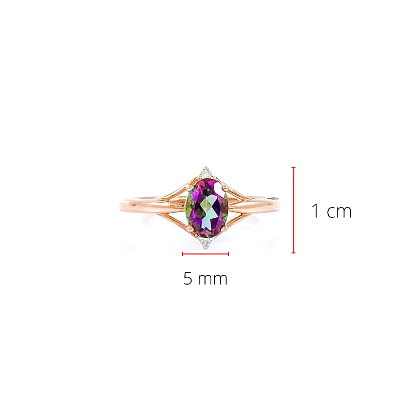 10K Rose Gold 1.00cttw Mystic Topaz & 0.02cttw Diamond Ring - 4.5