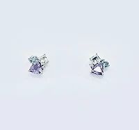Aquamarine, Amethyst & White Topaz Stud Earrings