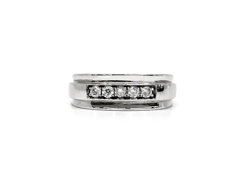 14K White Gold 0.30cttw Diamond Gents Ring, size 10