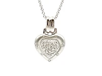 14K White Gold 0.55 cttw Diamond Heart Pendant, 18"