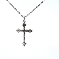 10/14K White Gold 0.85cttw Diamond Cross Pendant, 18"