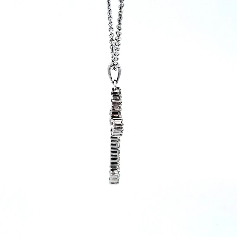 10/14K White Gold 0.85cttw Diamond Cross Pendant, 18"