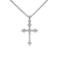 10/14K White Gold 0.85cttw Diamond Cross Pendant, 18"