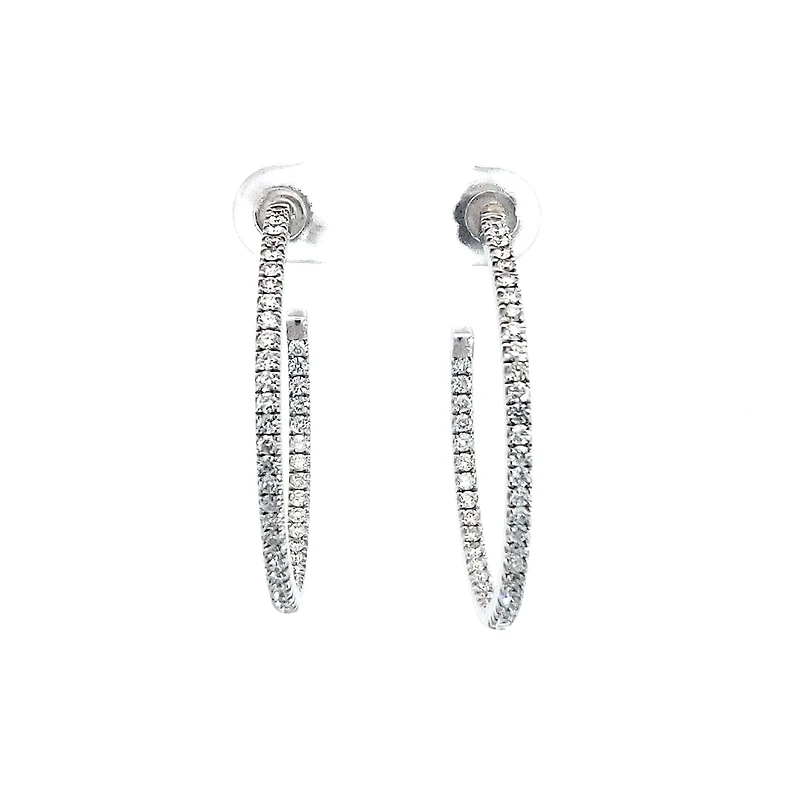 14K White Gold 0.74cttw Diamond Hoop Earrings